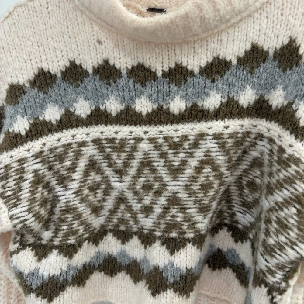 Free People Fair Isle Alpine Knit Wool Alpaca Blend Sweater Size XS - Picture 4 of 14